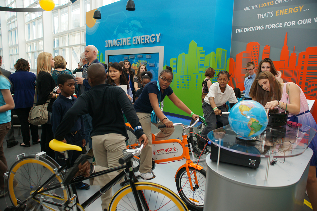 This picture shows children playing at "Science of Energy, one of the many Indoor Fun exhibits featured at Science City.