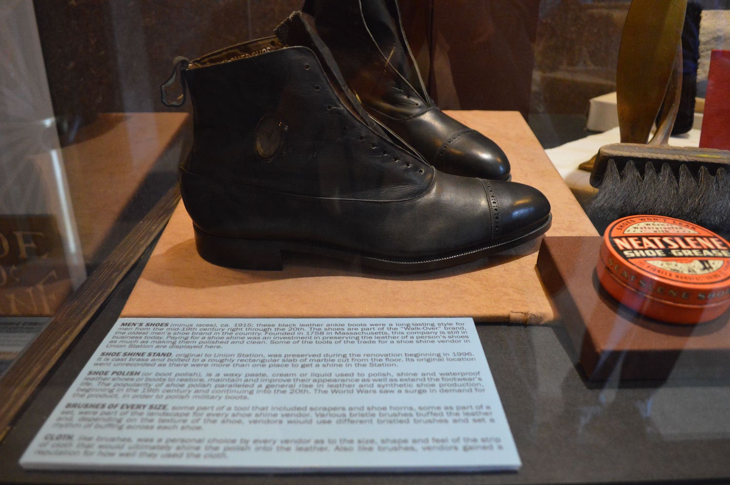 up close shot of case within Shoe Shiner Exhibit